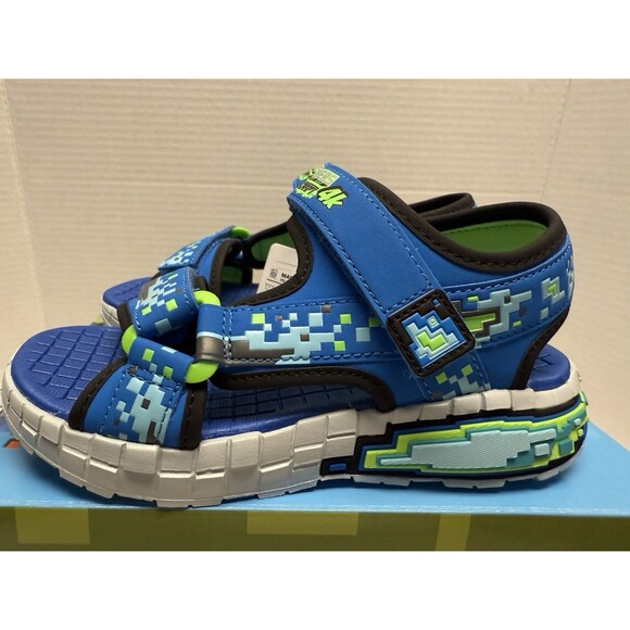 Skechers Mine-Craft Mega-Splash 4K Boys/Girls Sandals Hoop&Loop Strap Sz 1 New - Picture 8 of 16